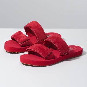 Vans Bayan Sandalet Suede Cayucas Slide Kahverengi Kırmızı | 95843-115